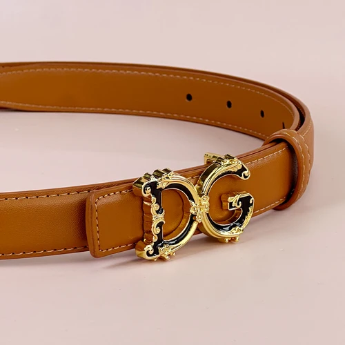 Imagen 2 del producto Cinturón delgado con estampado DG de diseñador para mujer, cinturón fino de PU dorado brillante, multicolor para pantalones cortos vaqueros, regalo elegante para todas las ocasiones