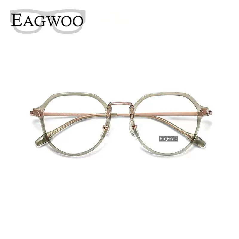 TR Frame Titanium Temple Eyeglasses Designed Full Rim Square Spectacle Vintage Style Fashion Big Nose Suitable 21mm bridge