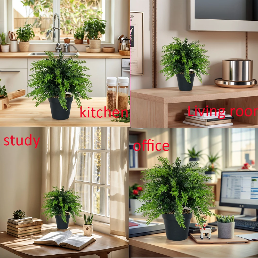 Künstliche Zypressen-Topiary-Außenpflanzen mit Spike-Büschen aus künstlichem Zedernholz, UV-beständige gefälschte Sträucher für die Weihnachtsdekoration der Veranda – Detail 5