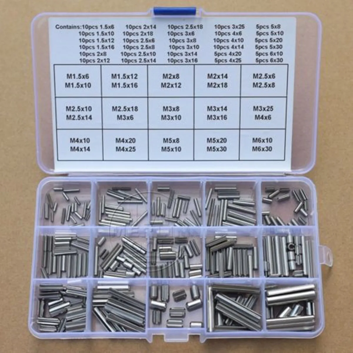 

260Pcs 304 Stainless Steel Split Spring Dowel Tension Roll Pins 1.5 - 6mm Kit