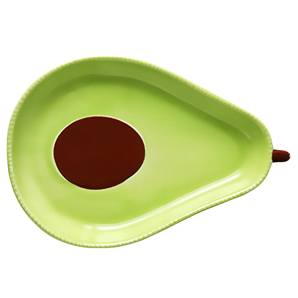 1Pcs Avocado Form Ceramic Plate Fine Craftsmanship Food Grade Safe Dish for Desserts Fruits Salads Snacks Noodles Tableware