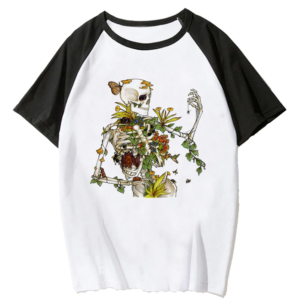 Bones and Botany skull tshirt women harajuku Japanese t shirt female anime 2000s funny clothes