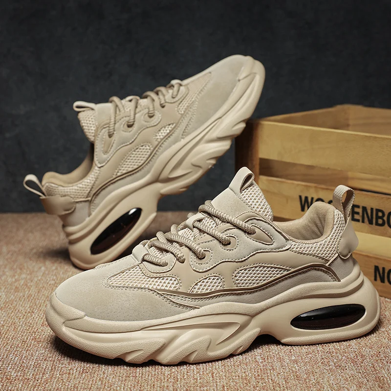 

Sports and leisure shoes, men's shoes, marathon oversized air cushioned shoes, fly woven all season rubber, wear-resistant, anti