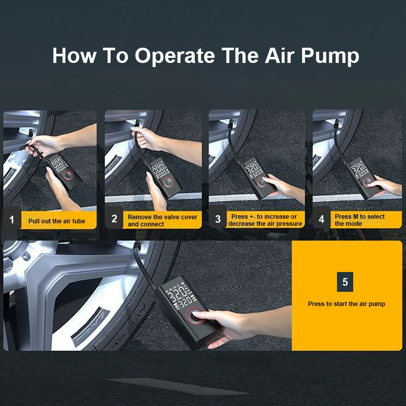 LEIBOO 150PSI مضخة هواء ذكية منفاخ لإطارات السيارة ضاغط هواء محمول مع مقياس الضغط الرقمي لسيارة دراجة نارية الكرة #4