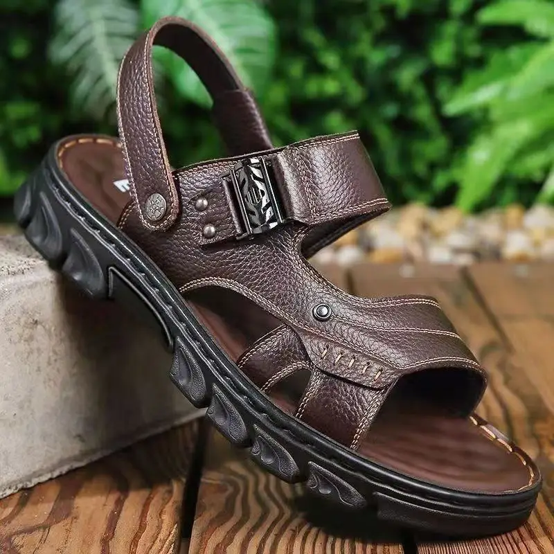 100% Soft Sole Men's Sandals - Summer Waterproof Anti-Slip Beach Shoes, Thick Cushioned Premium Slides Durable Comfortable