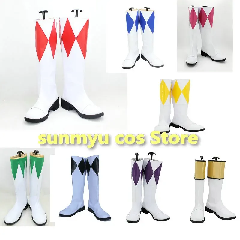 

Kyoryu Sentai Zyuranger Geki red Dan Blue Green Pink Yellow Black Golden cosplay shoes boots custom size color Halloween