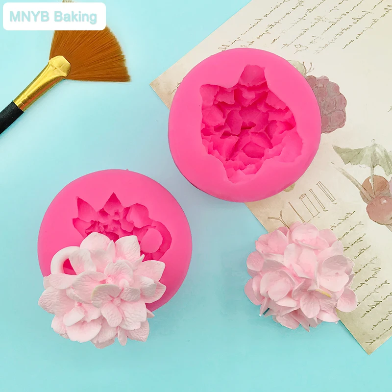 3D Hydrangea Moulds Plaster Work Clay Resin Art Soft Silicone Fondant Flowers Chocolate Mold Soap Cake Decoration Baking Tool