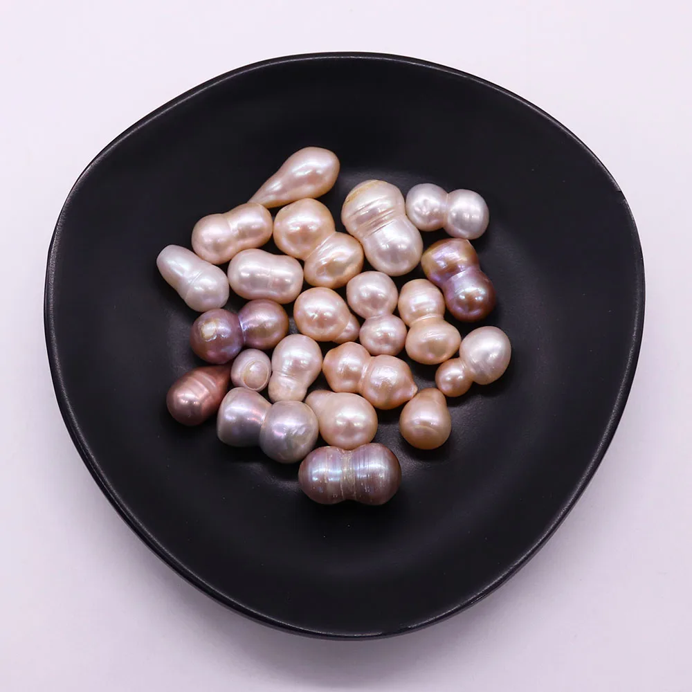 

Natural Freshwater Pearls Non-drilled Loose Beads Colorful Round and Gourd-shaped Beads Handcrafted DIY Jewelry Accessories