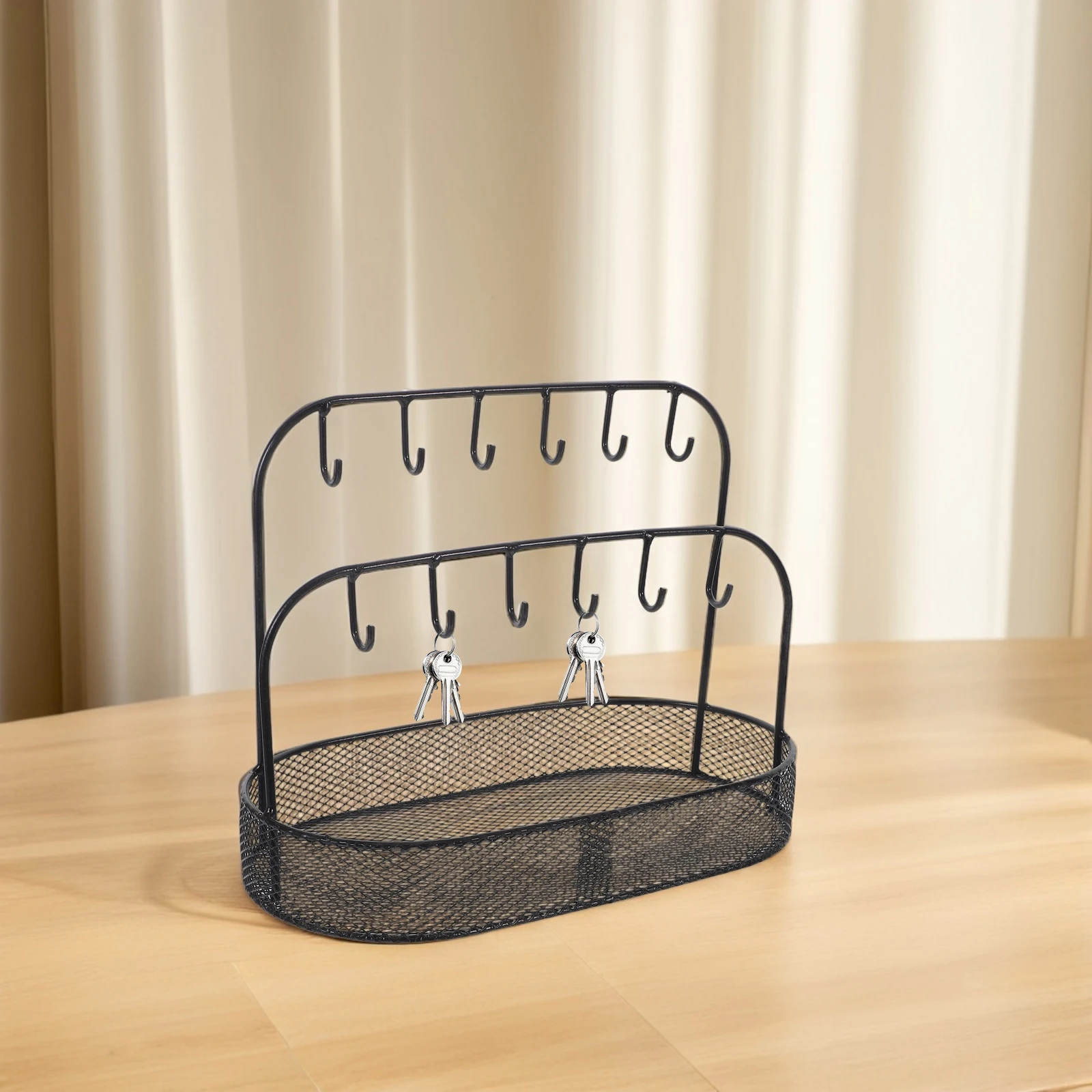 

Entryway Shoe Rack Storage ganizer Iron Key Holder Desktop Basket for Keys Jewelry Cotton Swabs Decorative Rack Black