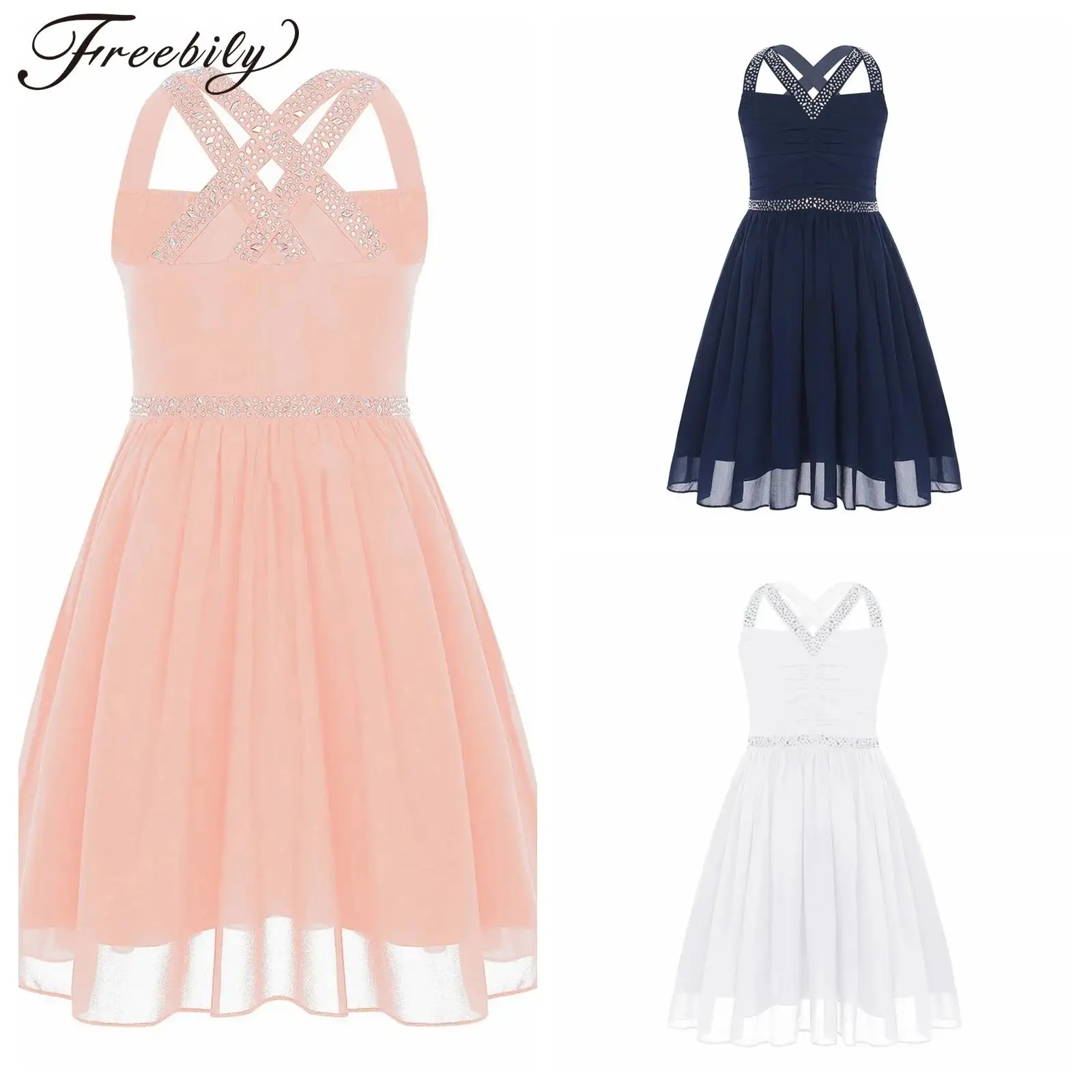 

Ballroom Modern Contemporary Girls Dresses Children's Sleeveless Dress First Communion Party Gown Lyrical Dance Costume