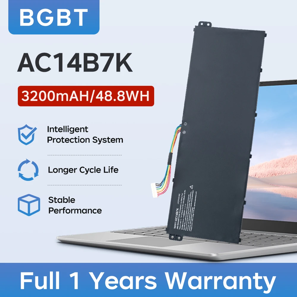 AC14B7K Laptop Battery For Acer Spin 5 SP515-51GN Swift SF314-52 For Acer Nitro 5 AN515-42 15.28V 3320mAh 50.7WH