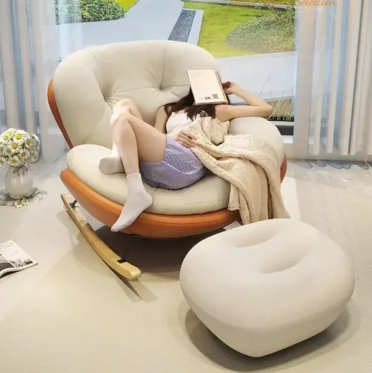 Snail Rocking Chair Plus Size Adult Rocking Chair Rest Nap Lazy Sofa Simple Eggshell Rocking Living Room Leisure Recliner Sofa