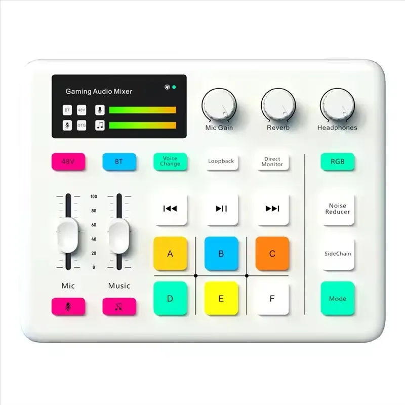 

Аудиомикшер с RGB-подсветкой и функцией изменения голоса, XLR-предусилитель для микрофона, игровой аудиомикшер, Plug & Play для игр/стриминга/подкастов