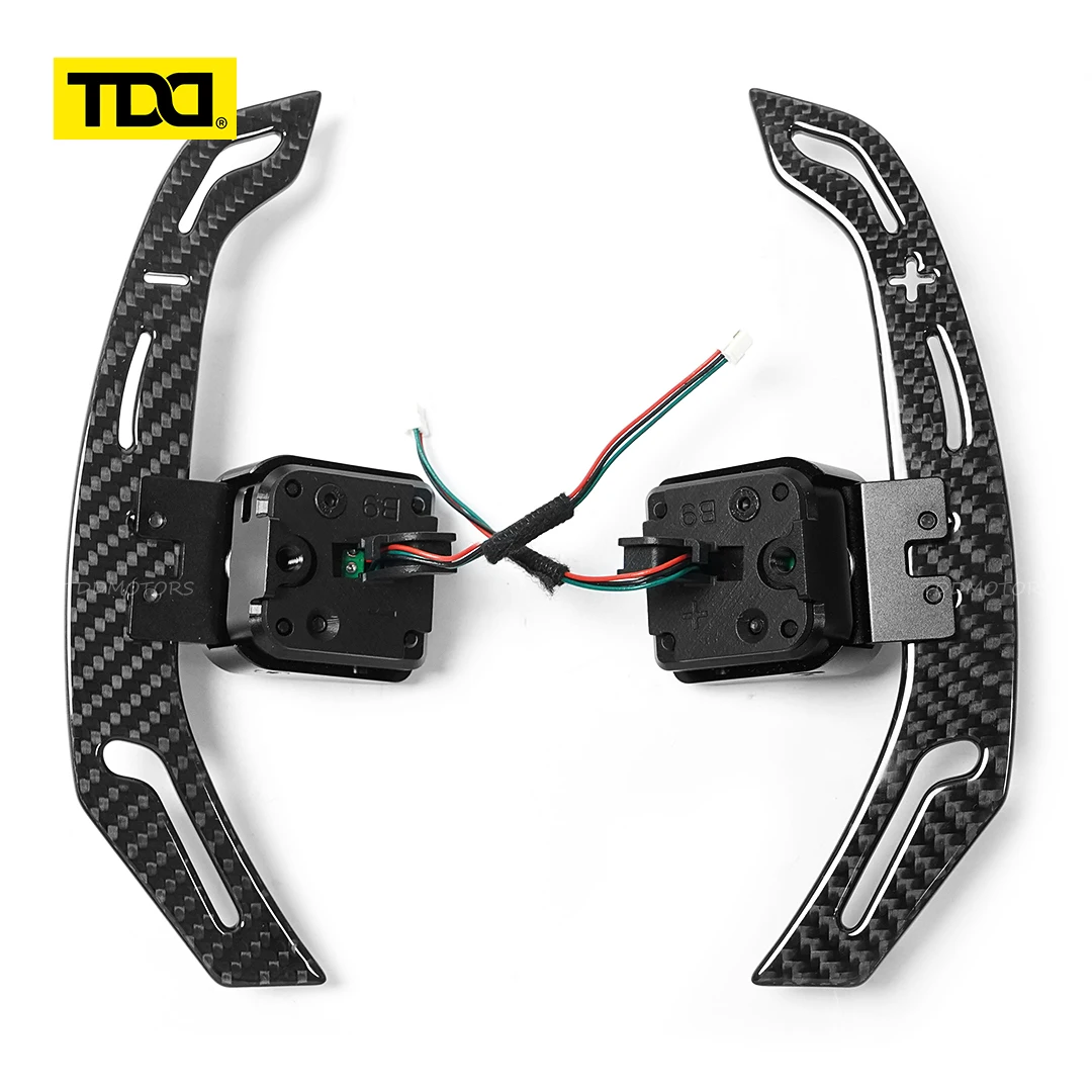 TDD Glossy Carbon Fiber Steering Wheel Magnetic Paddle Shifters For AUDI Q2 Q3 Q4 Q5 Q7 Q8 Magnetic Attraction Function