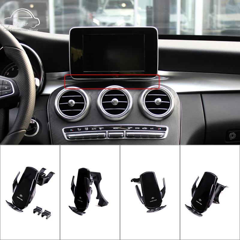 

For Mercedes Benz C Class GLC W205 W253 X253 Car Wireless Charger Car Mobile Phone Holder Mounts Gps Stand Bracket Accessories