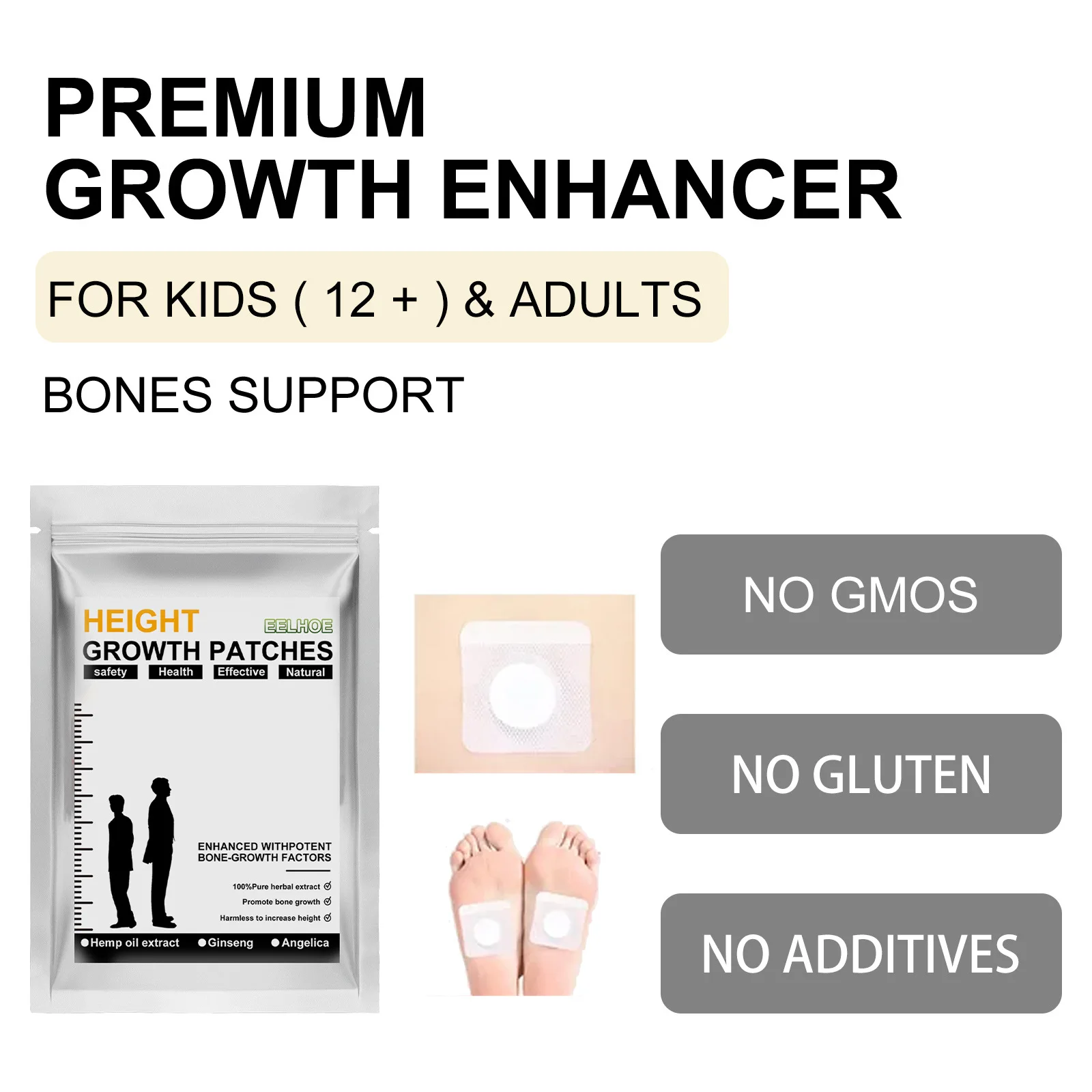 EELHOE Height Growth Patch Promote Bone Conditioning Enhancer Body Grow Taller Plaster Natural Height Increasing Foot Patch 8pcs