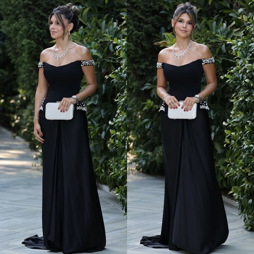 

Customized Elegant Boat Neck Evening Dress and Classic Satin Special Occasion Gowns and Temperament Crystal Cocktail Dresses