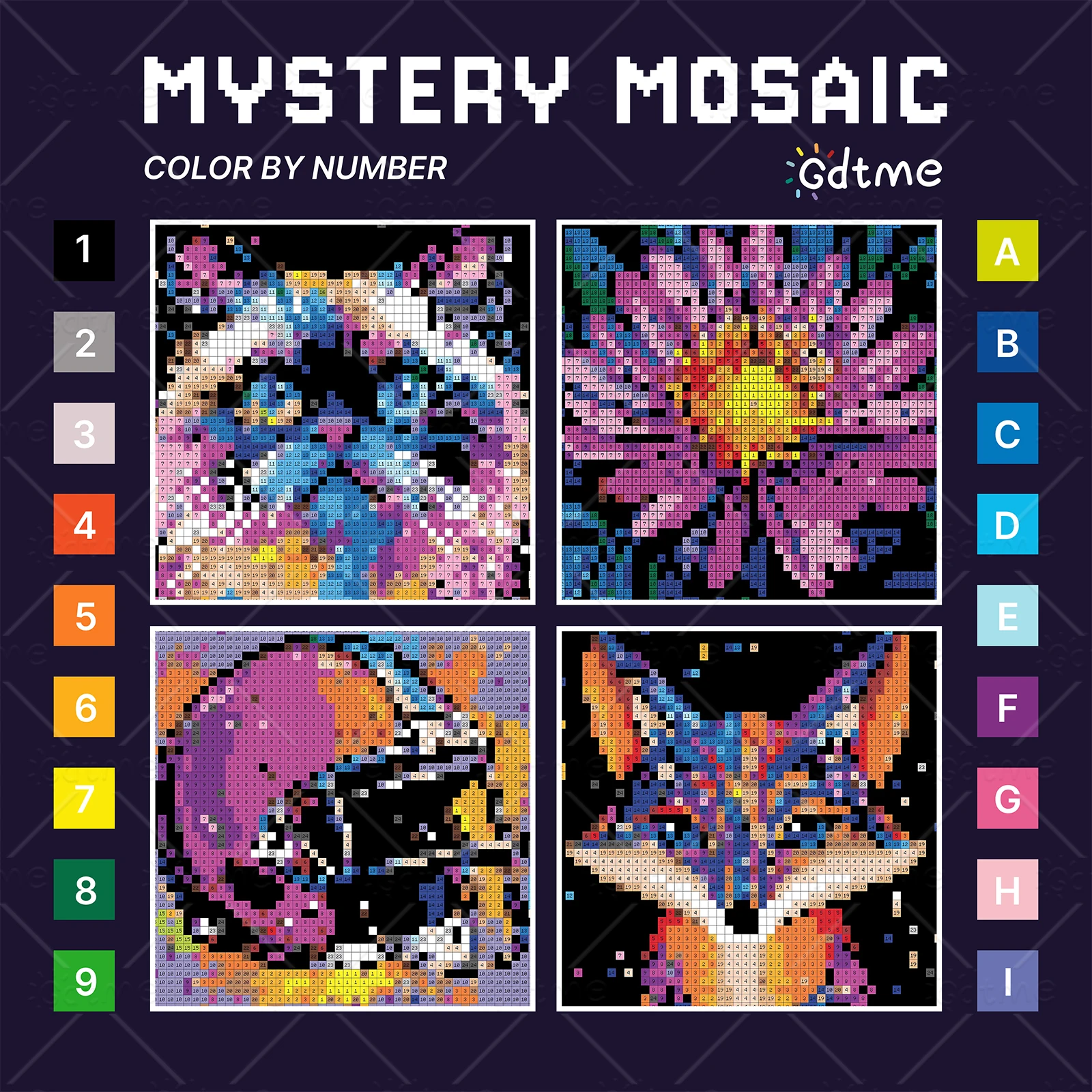 1pc Funny Mystery Mosaics Pixel Animal Coloring Book Relaxation Hand Drawn Book Colorful Graffiti Num Painting Drawing Books