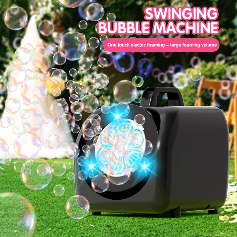 Máquina automática de bolhas de balanço, soprador de bolhas, portátil, elétrica, fabricante de bolhas, aniversário, praia, casamento ao ar livre, brinquedos para crianças