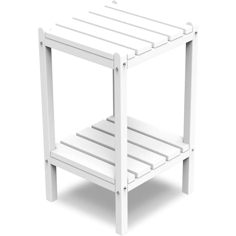 realife Outdoor Adirondack Side Table, Rectangular End Table  Patio, Garden, Porch, Pool Indoor, White，Beautiful design durable