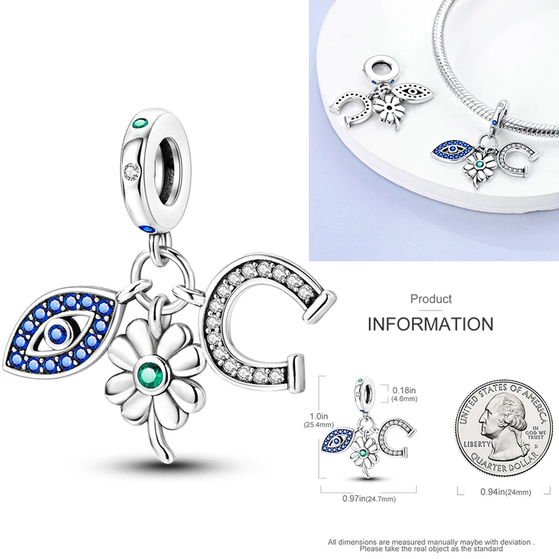 925 Sterling Silber Glücks-Hufeisen-Anhänger mit CZ Zirkon, passend für Armbänder, Taschen, Schlüsselanhänger, DIY-Schmuck, origineller Modeschmuck für Frauen – Detail 15
