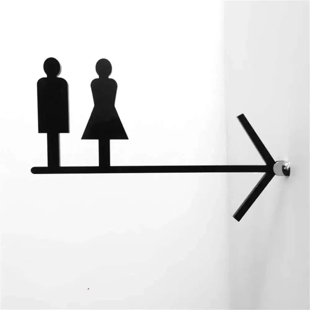 Double-sided Men & Women Bathroom Signboard Toilet Arrow Guide Sigange Plate Toilet Guide Card Side-mounted Acrylic Plate Custom