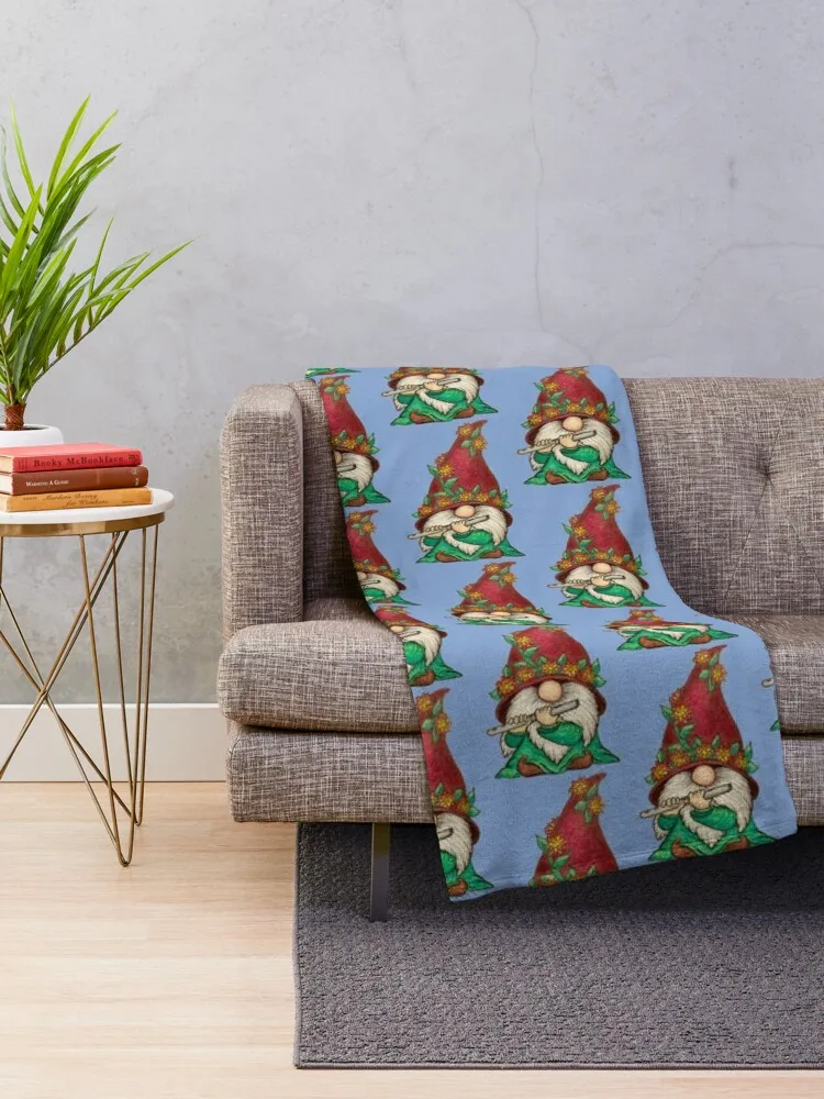 Gnome playing the Flute Throw Blanket Extra Large Throw Luxury St decorative Sleeping Bag Blankets