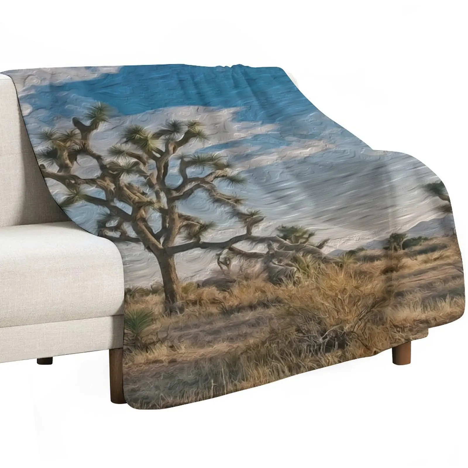 Digital Art Composition of Joshua Tree, Mojave Desert, California. Throw Blanket manga Softest heavy to sleep Blankets