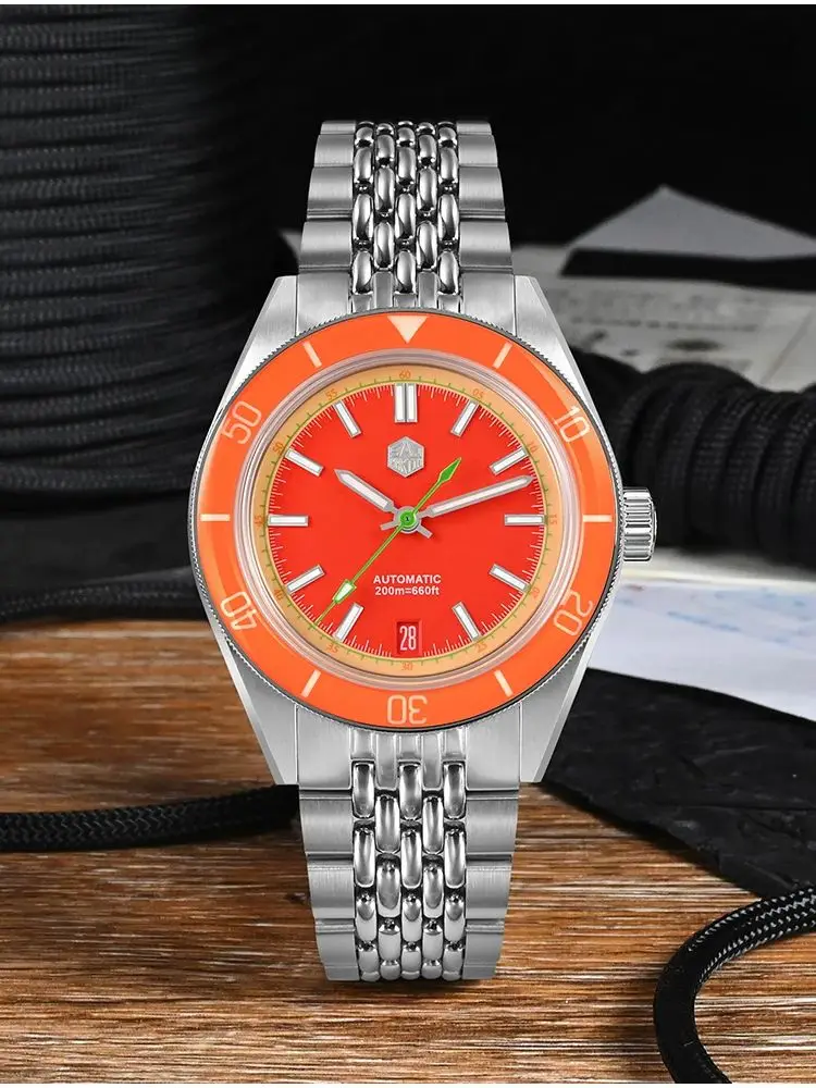 San Martin 39,5mm estilo fruta bisel de zafiro moda NH35 reloj de buceo mecánico para hombres reloj de pulsera 20Bar Montres Auto SN0116B