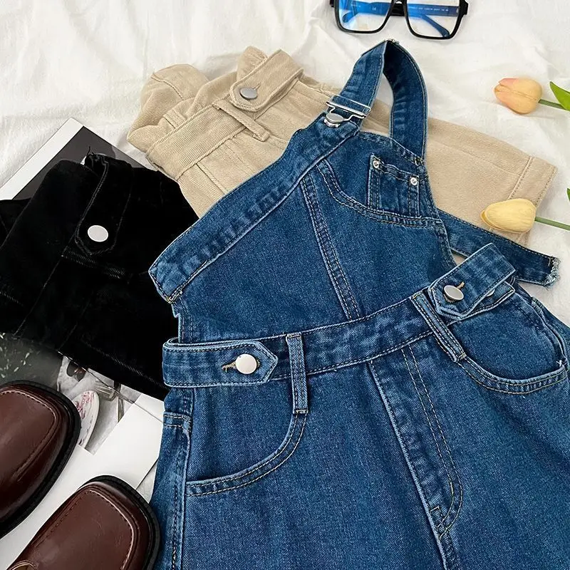 롬퍼 여성 의류 루즈 데님 리본 십대 스트리트웨어 오버롤 운동복 지퍼 여성 기본 와이드 운동 플리츠 포켓 Y2K