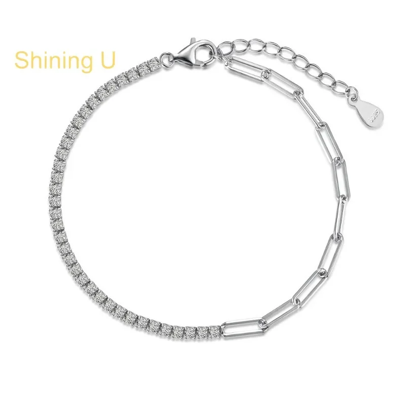 

Shining U S925 Silver Zircon Gems Tennis Bracelet for Women Fine Jewelry New Year