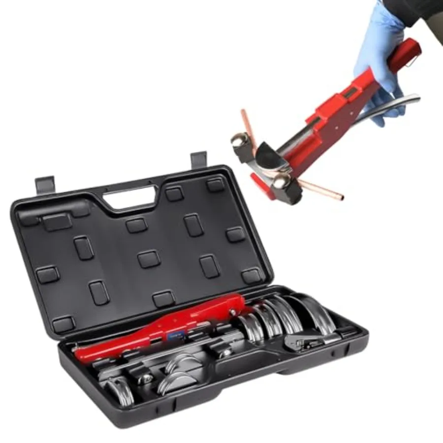 

Набор для гибки труб Wostore с храповым механизмом, диаметр 1/4"-7/8" (внешний), 7 головок из алюминиевого сплава, 90° ° Ручной трубогиб с функцией резки и зачистки труб