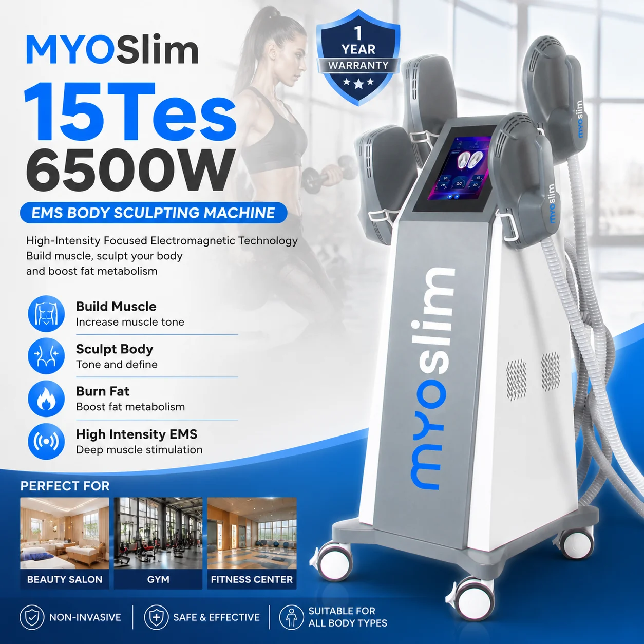 EMS Body Sculpting Machine MYOslim HI-EMT Electromagnetic Muscle Stimulator Body Contouring Device for Salon Fitness Equipment