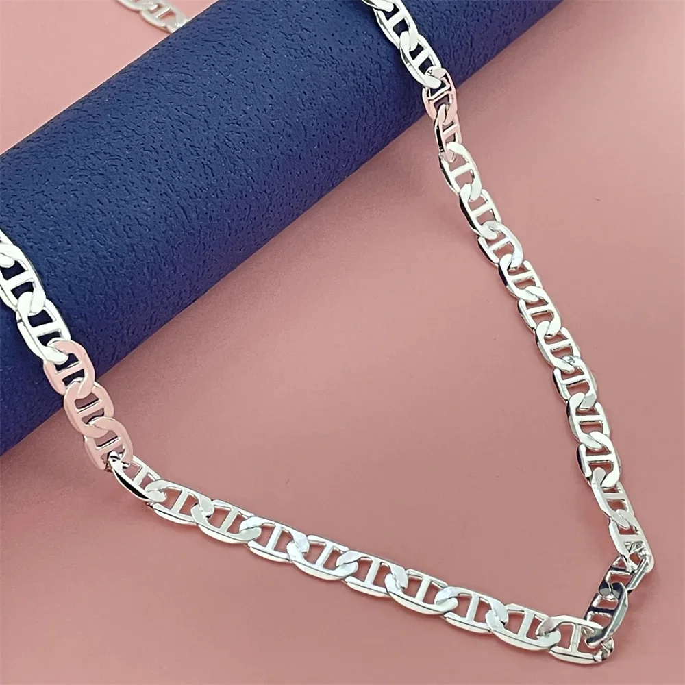 

925 Sterling Silver 6MM Basic Necklace, 40CM-60CM Men And Women Couple Simple Luxury Banquet Wedding Birthday Jewelry Gift