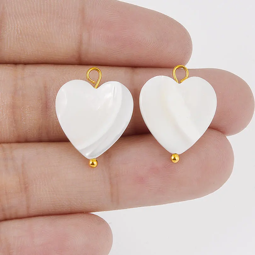 3 Buah Jimat Cangkang Mutiara Putih Asli Hati Bulan Silinder Bulat Tidak Beraturan Temuan Cincin Baja Tahan Karat Gelang Kaki Diy