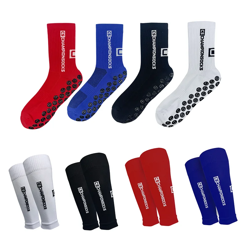 1 Set of High Elasticity Shin Guards Football Leg Cover Non-slip Soccer Tennis Basketball Sport Socks Grip Cycling Riding Socks