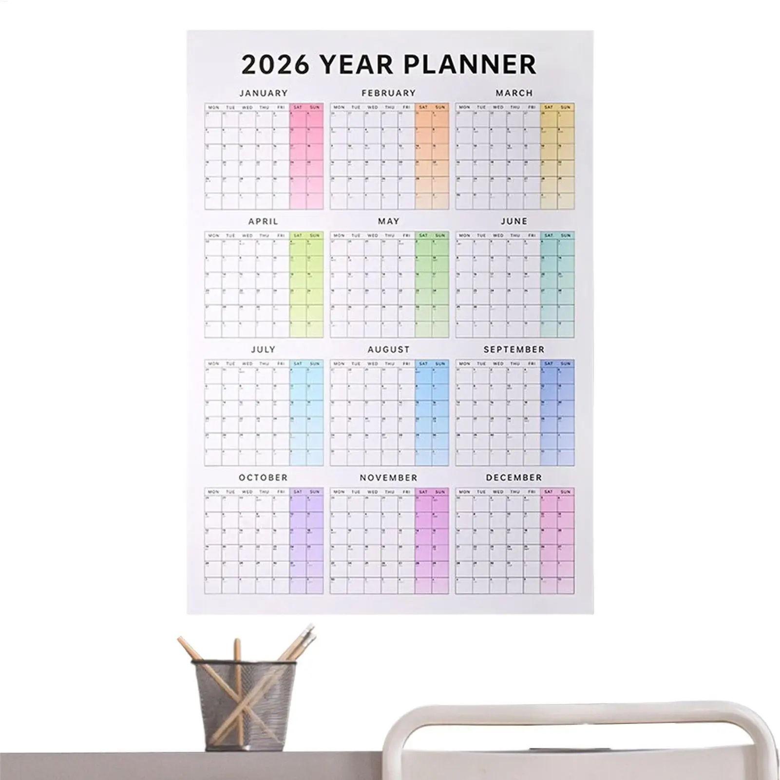 

2026 Wall Calendar 12-Month Large Hanging Planner for Office & Home, Monthly Schedule Organizer for Students Teachers