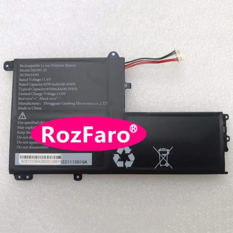 RozFaro For Machenike MC15N 585393-3S 11.4V Laptop Battery For MachCreator Genesis N15 JB0C1G001RU JB0C1G001EN 15.6