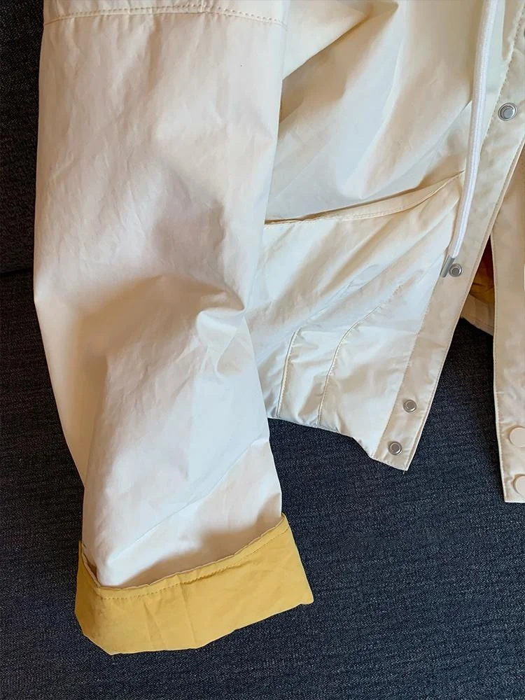 후드가 달린 캐주얼 루즈핏 면 재킷, 컬러 블록 디자인, 가을 겨울 여성용 패션 슬림핏 코트, 긴 소매 폴리에스터 충전재...