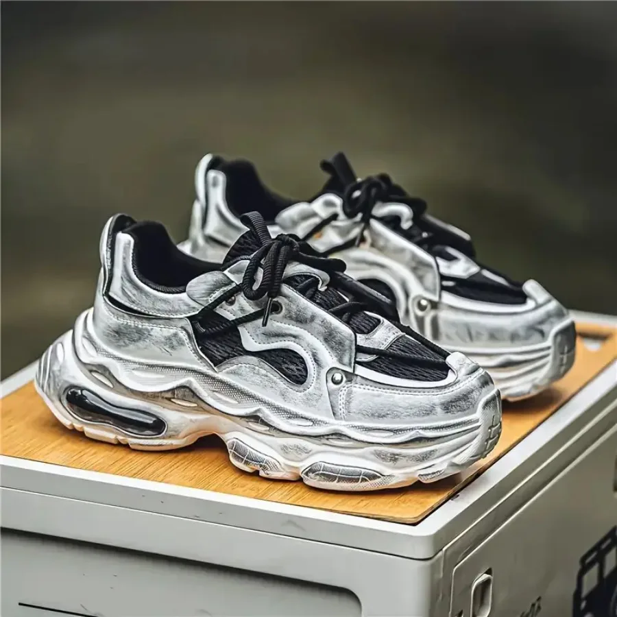 

Casual Thick-Soled Sneakers for Men - Featuring a Breathable Non-Slip Rubber Sole Ideal for Outdoor Activities Like Walking And