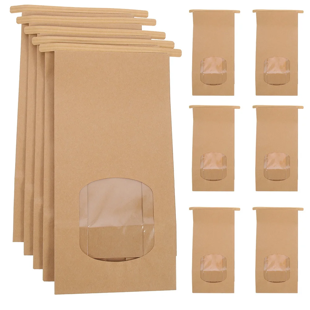 

50pcs Bread Toast Bags Clear Window Large Capacity Baking Packaging Bakery Storage Pouches Kraft Paper Sandwich Cookies Bag