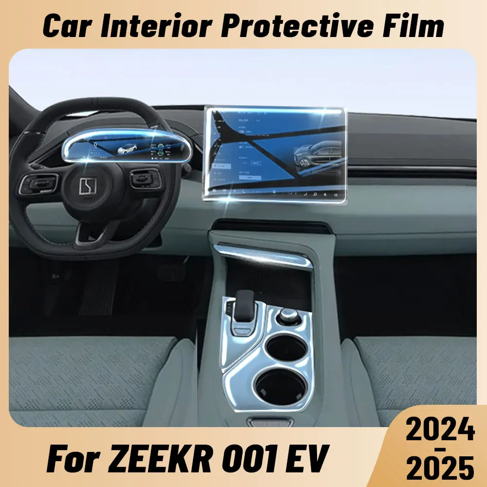 Auto Anti-scratch Car Interior Center Console Media Dashboard Navigation TPU Protector Film For ZEEKR 001 EV 2024 2025 Sticker