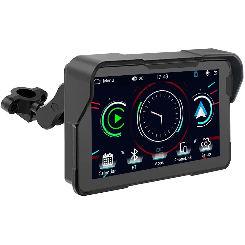 High qualityUniversal Wireless Carplay 5 Inch Waterproof Motorcycle Touch Screen Motorbike Motor Gps Navigation Android Auto Pla