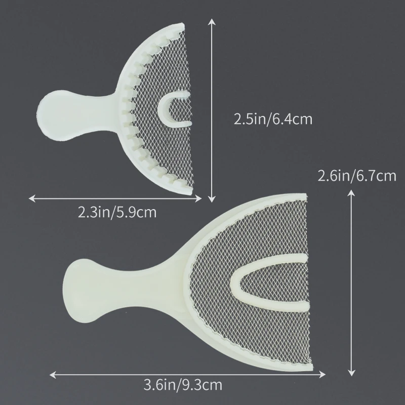 5 szt. Jednorazowy plastikowy zgryz dentystyczny taca rejestracyjna z siatkowym plastikowa taca wyciskowym z siatkowym uchwytem na zęby