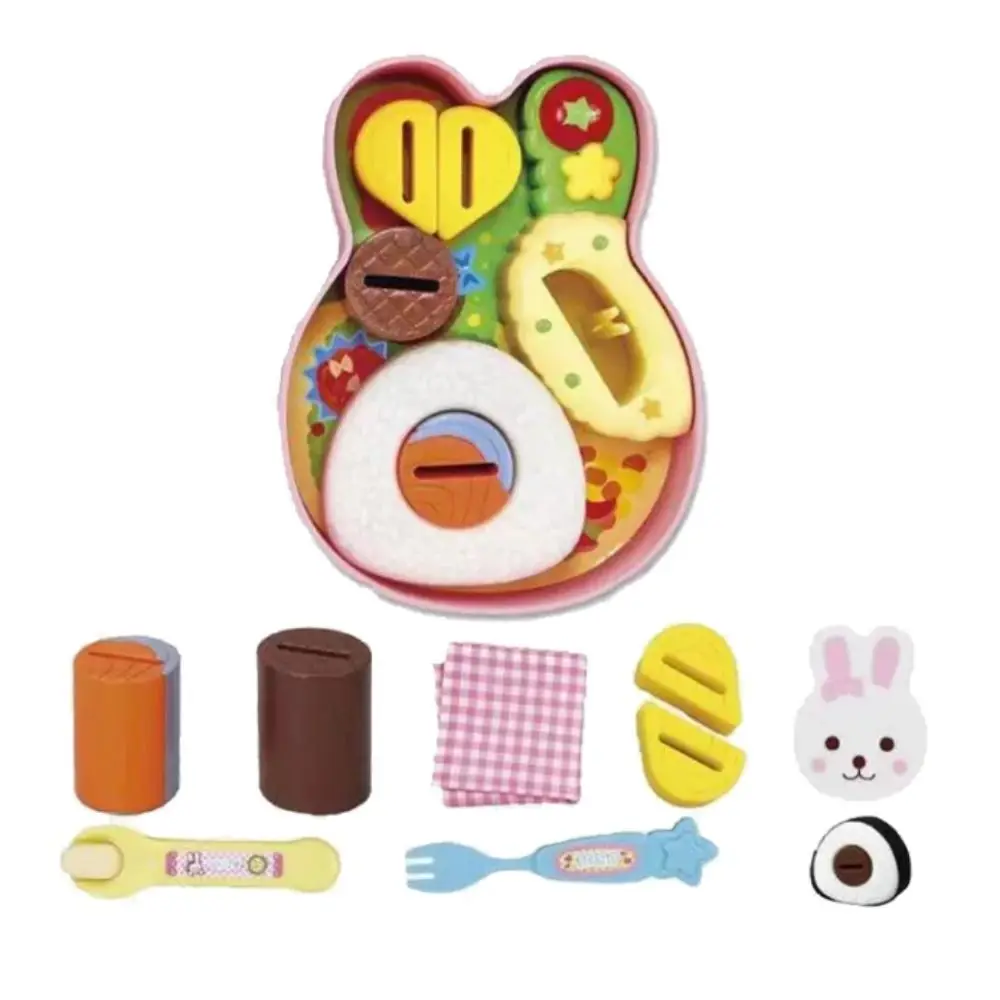 Forma de coelho brinquedo de alimentação de alimentos modelo de simulação fingir jogar lancheira pudim brinquedo kawaii role play casa brinquedos