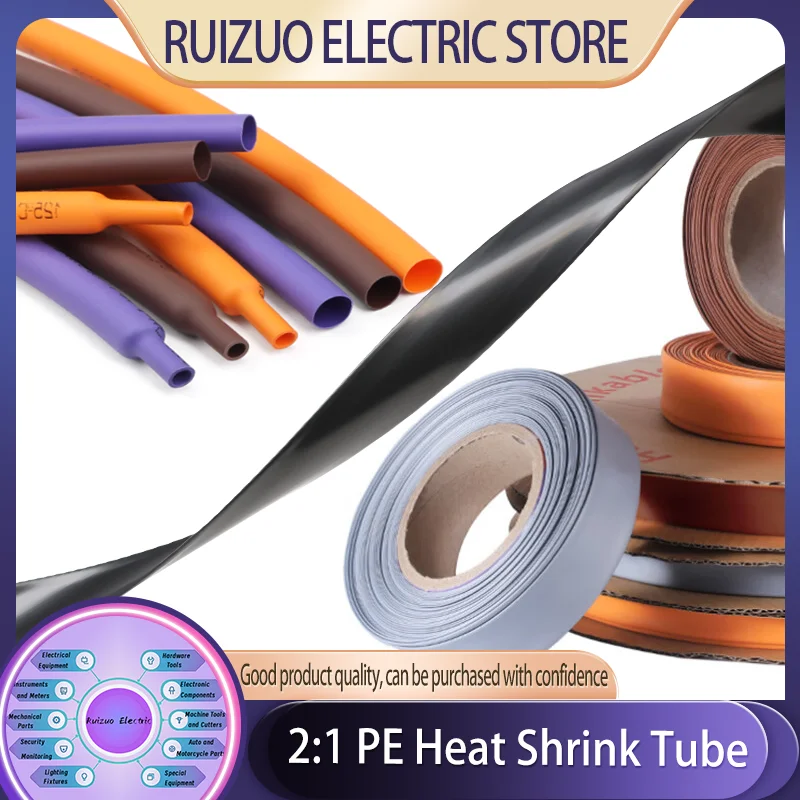 2:1 Polyolefin Heat Shrink Tube 1-50mm 5 Colors Insulated Cable Sleeve Thermal Shrink Tubing for Wire Wiring