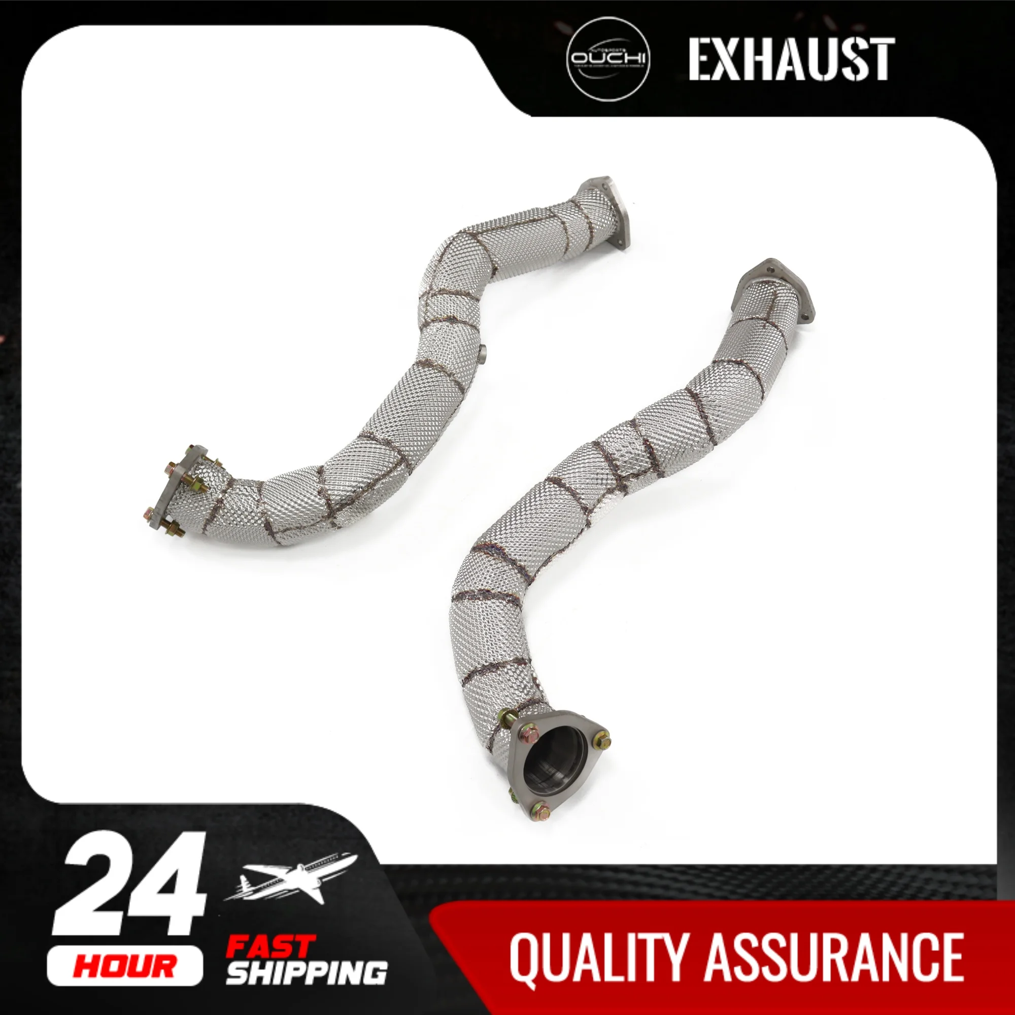 Fast shipping in 24 hours downpipe for Porsche 718 GT4 RS 4.0L OUCHI stainless steels exhaust system With heat shield catless