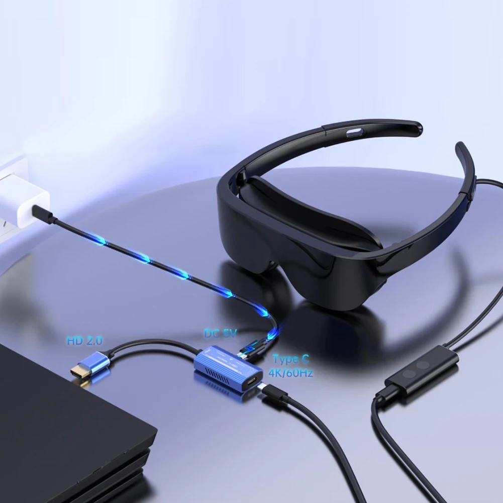 Cable compatible con USB C a HDMI 4K @ 60Hz PD100W y transferencia de datos para gafas XREAL/Rokid Air AR para interruptor/Steam Deck/ROG Ally
