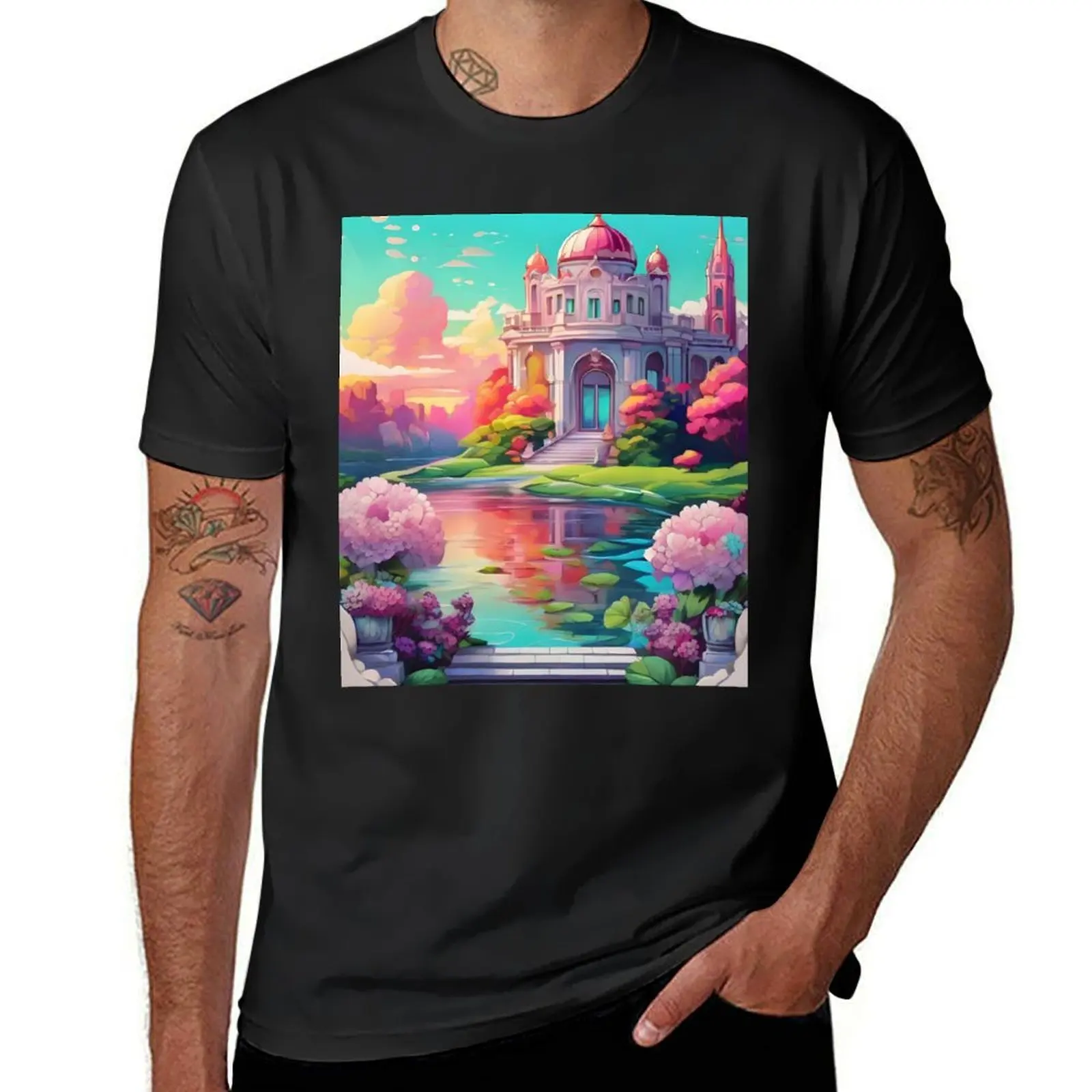 Imaginary Romantic Castle Art T-Shirt summer top vintage workout shirts for men