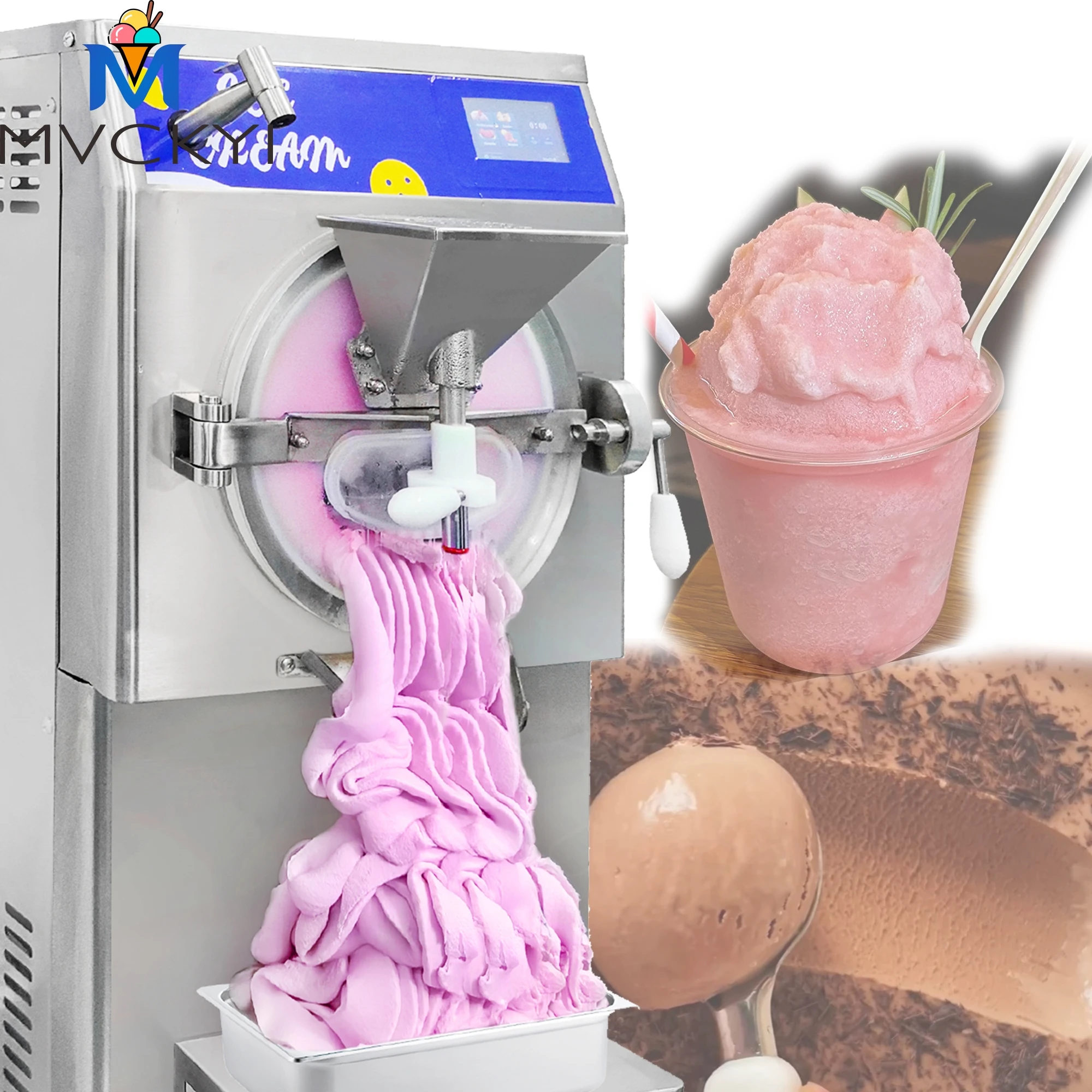 

Mvckyi 100L/H Commercial Stand Hard Ice Cream Machine/Italian Cone Maker/Sherbet Ice Cream Machine/Frozen Yogurt Batch Freezer